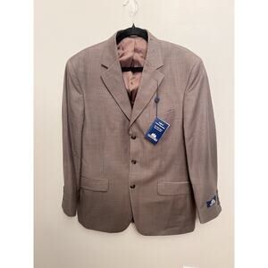 NWT Stafford Classic Fit Wool Blazer Mens Sport Coat Jacket 40R Brown Sharkskin